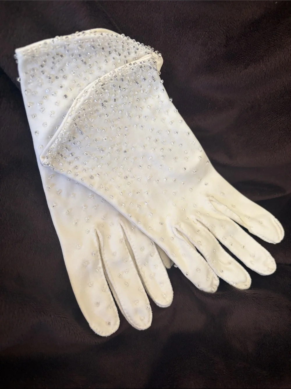 Women's Vintage White Embellished Evening Gloves- Roaring 20s